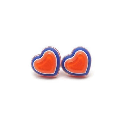 3D Striped Heart Stud Earrings
