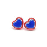 3D Striped Heart Stud Earrings, 12mm