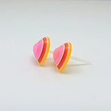 3D Striped Heart Stud Earrings, 12mm