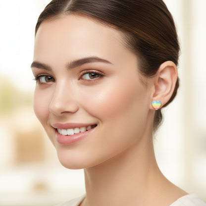 Rainbow Heart Stud Earrings