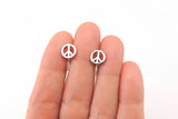 Invisible Clip On or Plastic Post Stud Look Earrings Peace Sign 10mm