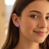 Glitter Acrylic Heart Stud Earrings, 11mm