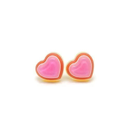 3D Striped Heart Stud Earrings
