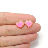 3D Striped Heart Stud Earrings, 12mm
