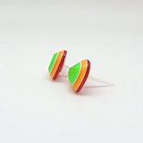 3D Striped Heart Stud Earrings, 12mm