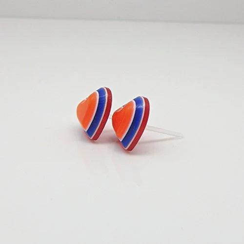 3D Striped Heart Stud Earrings