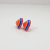 3D Striped Heart Stud Earrings, 12mm