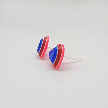 3D Striped Heart Stud Earrings