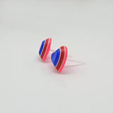 3D Striped Heart Stud Earrings, 12mm