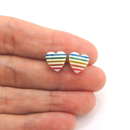 Rainbow Heart Stud Earrings
