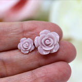 Rose Stud Earrings, 10mm or 15mm