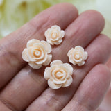 Rose Stud Earrings, 10mm or 15mm