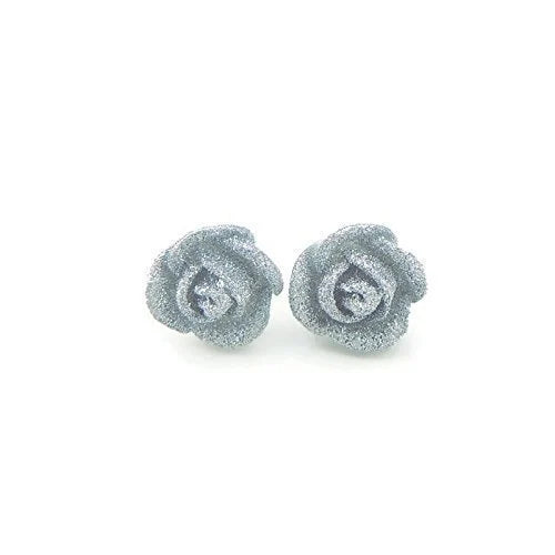 Glitter Rosebud Stud Earrings