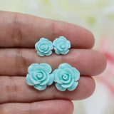 Rose Stud Earrings, 10mm or 15mm