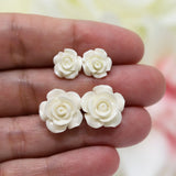 Rose Stud Earrings, 10mm or 15mm
