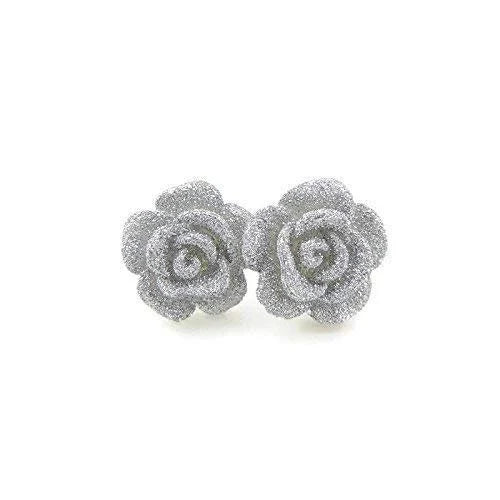 Glitter Rose Stud Earrings