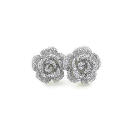 Glitter Rose Stud Earrings
