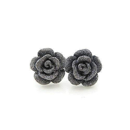 Glitter Rose Stud Earrings