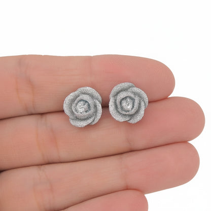Glitter Rosebud Stud Earrings