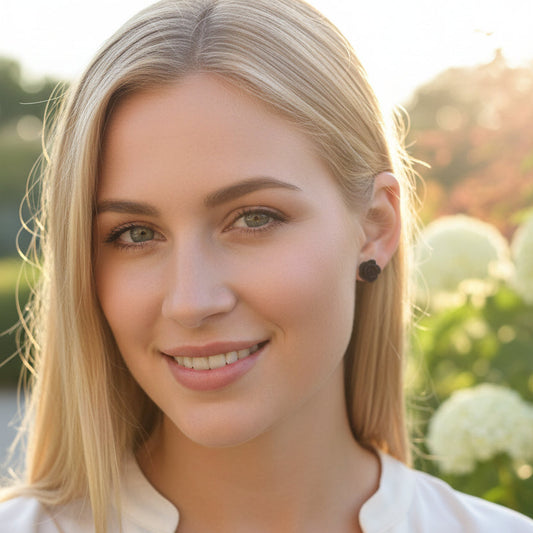 Glitter Rose Stud Earrings