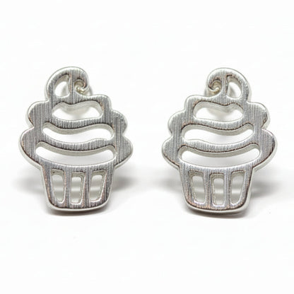 Cupcake Earrings, Silver Color