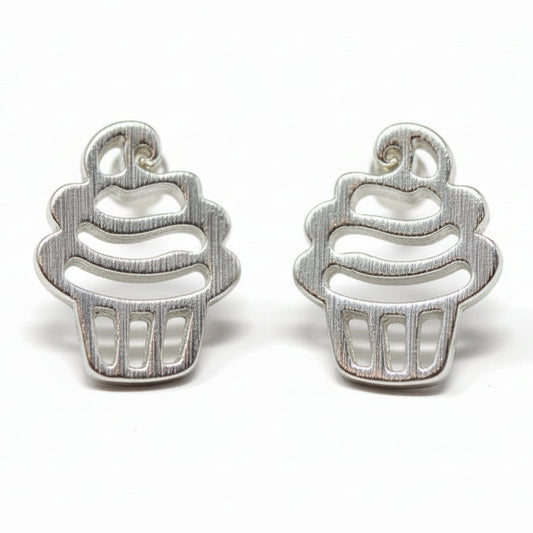 Cupcake Earrings, Silver Color