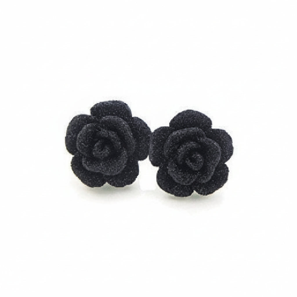 Glitter Rose Stud Earrings