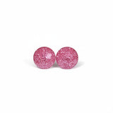 Faceted Glitter Cabochon Stud Earrings, 10mm