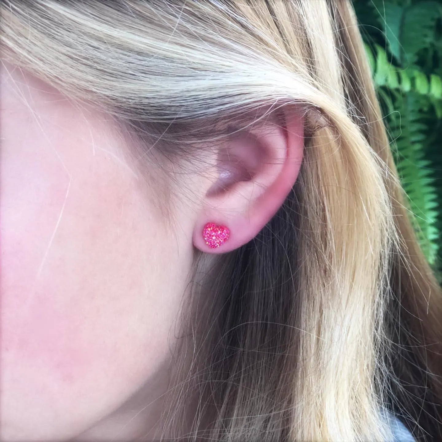 Dainty Faux Druzy Heart Stud Earrings