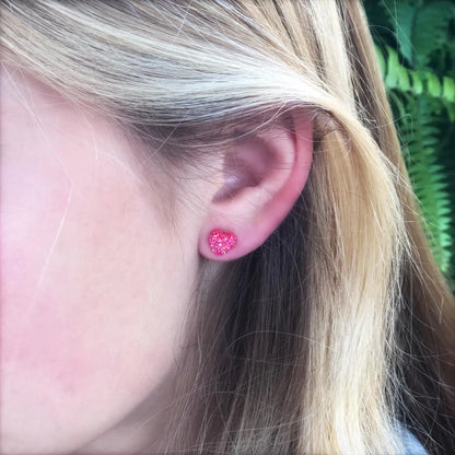 Dainty Faux Druzy Heart Stud Earrings