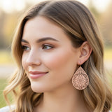 Lace Filigree Teardrop Dangle Earrings - 12 Colors