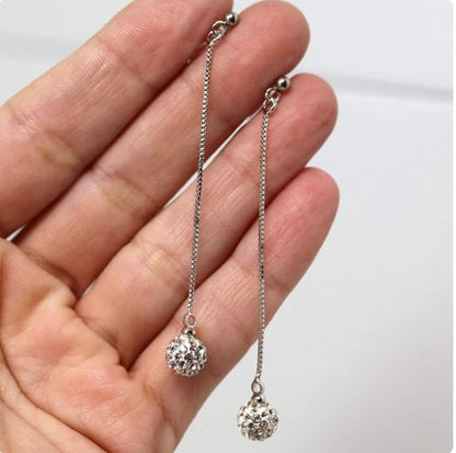 Pave Cubic Zirconia Drop Invisible Clip On Dangle Earrings