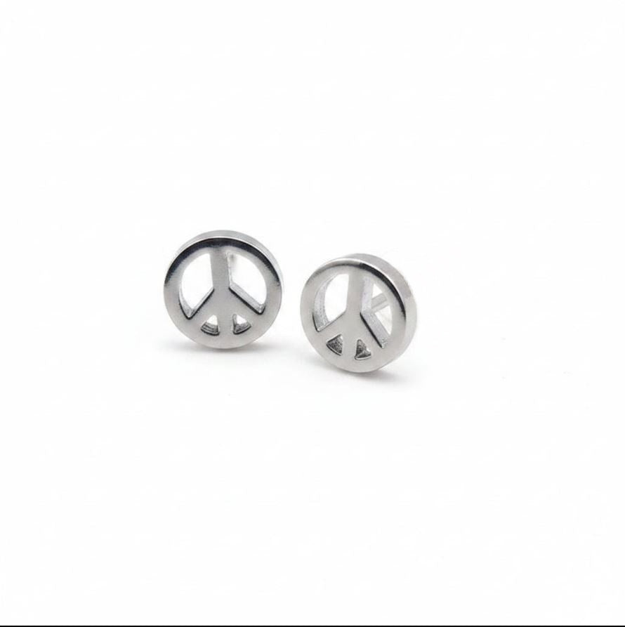 Peace Sign Stud Earrings