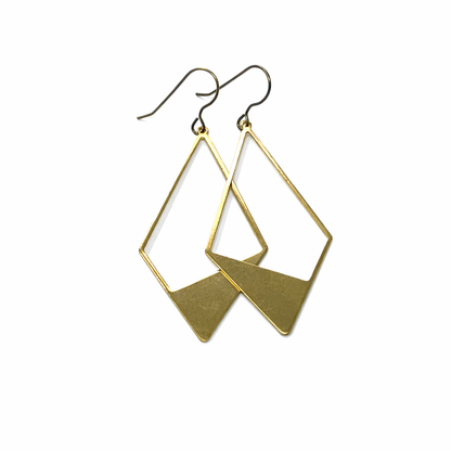 Boucles d'oreilles pendantes en forme de losange ouvert