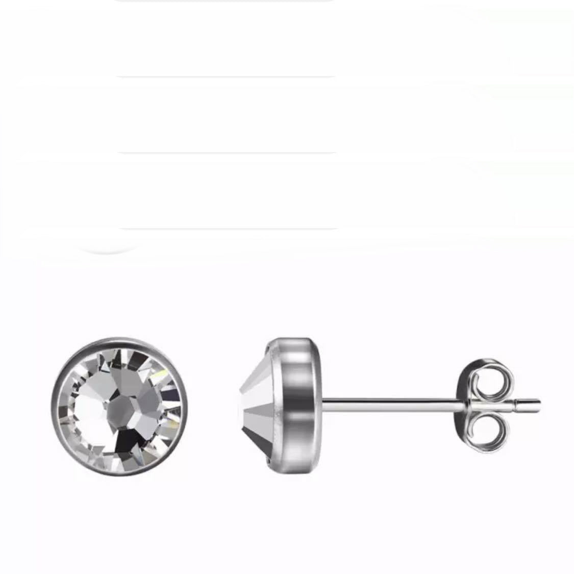 Titanium stud earrings, bezel set crystals, grade 23