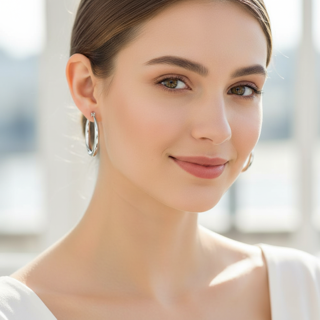 Boucles d'oreilles créoles à fermoir en titane pur, 40 mm