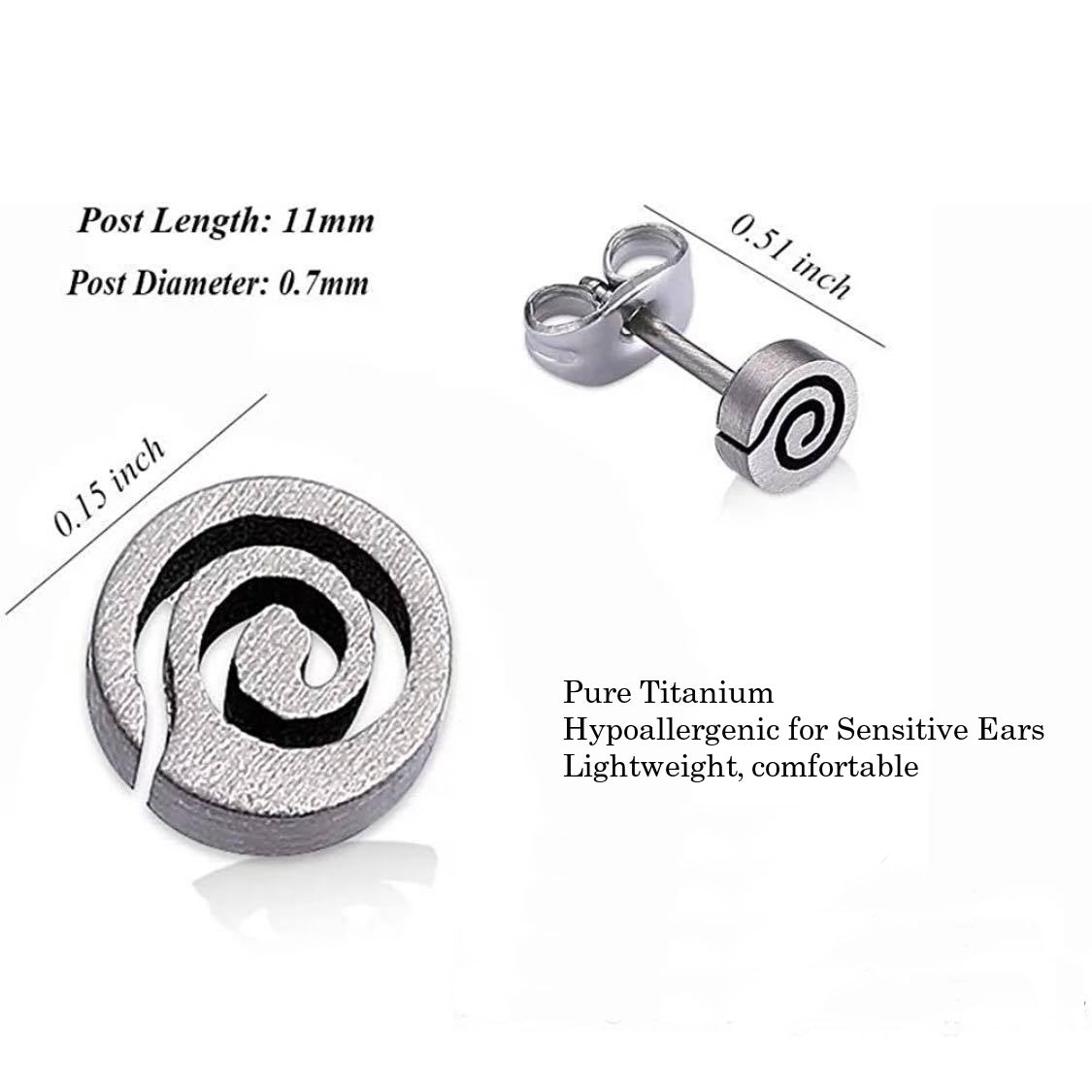Titanium Round Spiral Stud Earrings