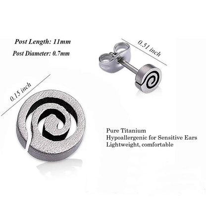 Titanium Round Spiral Stud Earrings