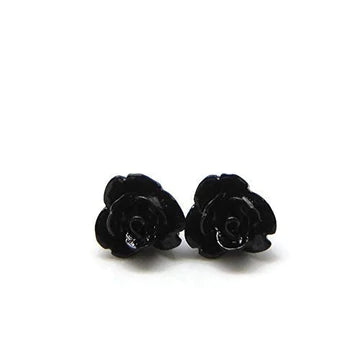 Coffret cadeau de boucles d'oreilles à tige en rose noire, opalescente et druzy 10 mm