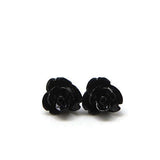 Pretty Smart earrings black 9mm rose on metal free plastic posts