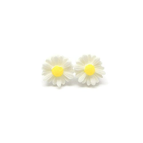 Metal Free Daisy Earrings on Plastic Posts for Sensitive Ears