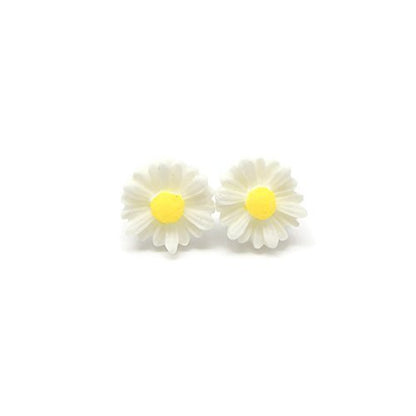 Metal Free Daisy Earrings on Plastic Posts for Sensitive Ears