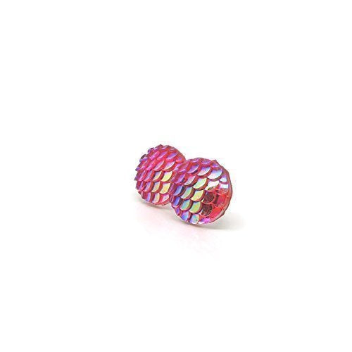 Boucles d'oreilles à tige rondes en écailles de sirène, 12 mm