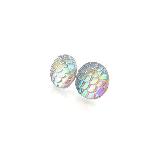 Boucles d'oreilles à tige rondes en écailles de sirène, 12 mm