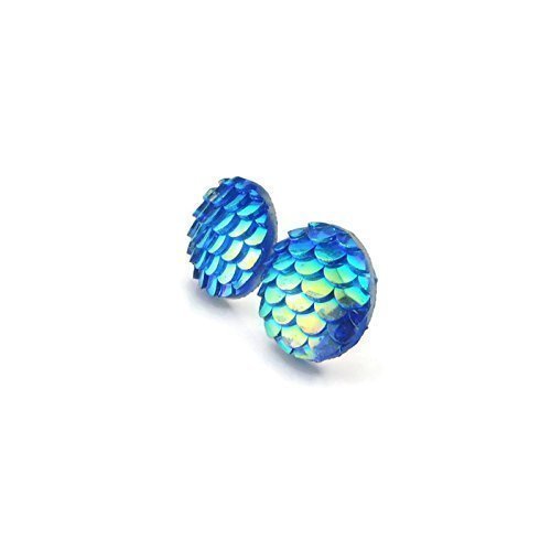 Boucles d'oreilles à tige rondes en écailles de sirène, 12 mm