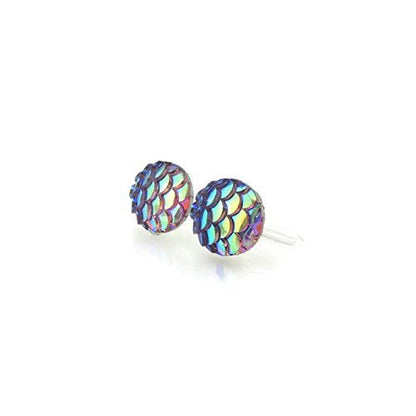 Mermaid Scale Round Stud Earrings