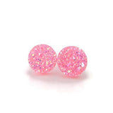 Plastic Posts or Invisible Clip On Faux Druzy Earrings, 12mm