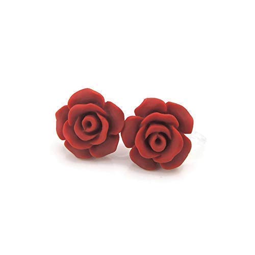 Boucles d'oreilles à tige en forme de rose, 13 mm