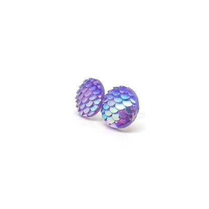 Boucles d'oreilles à tige rondes en écailles de sirène, 12 mm