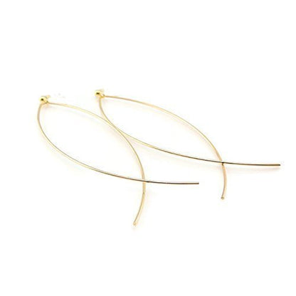 Long Thin Wire Threader Style Invisible Clip On Dangle Earrings - 2 Colors